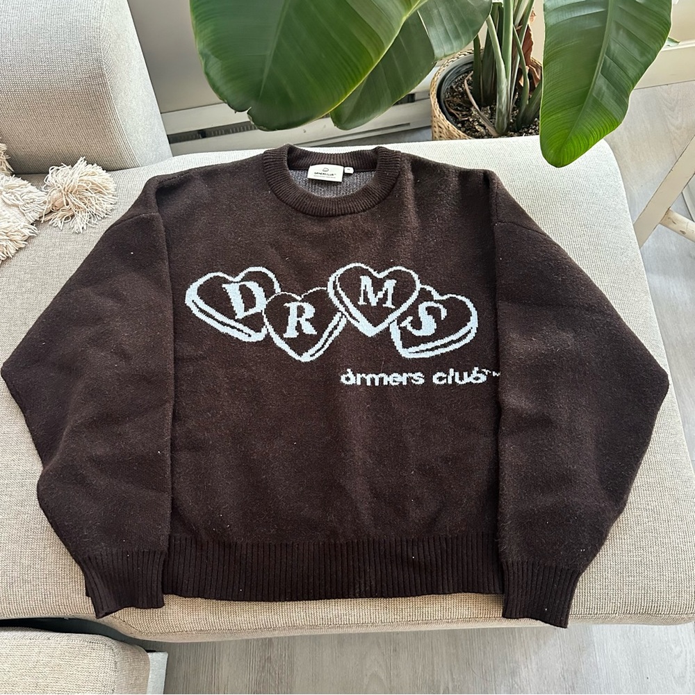 DRMERS CLUB Heart Knit Sweater in Dark Brown